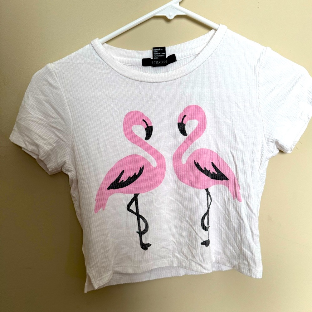 Flamingo graphic crop top